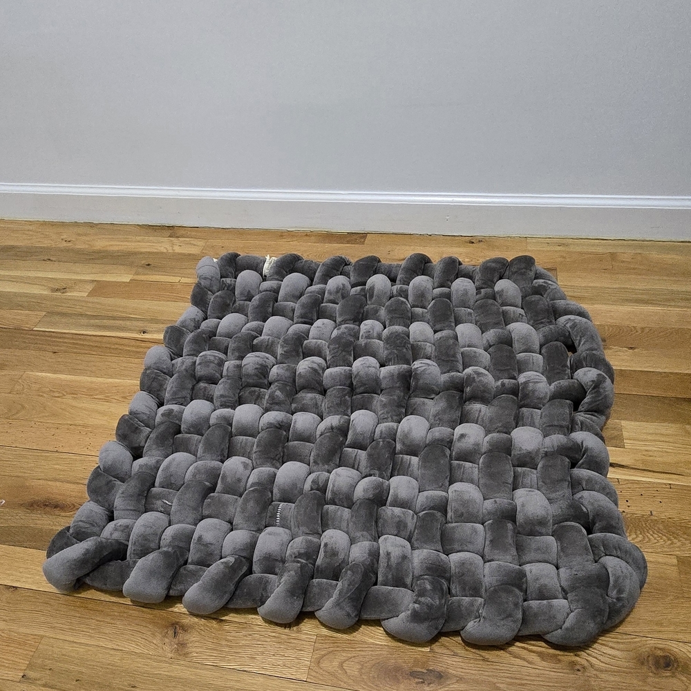 Plush Braided Floor Mat - Gray